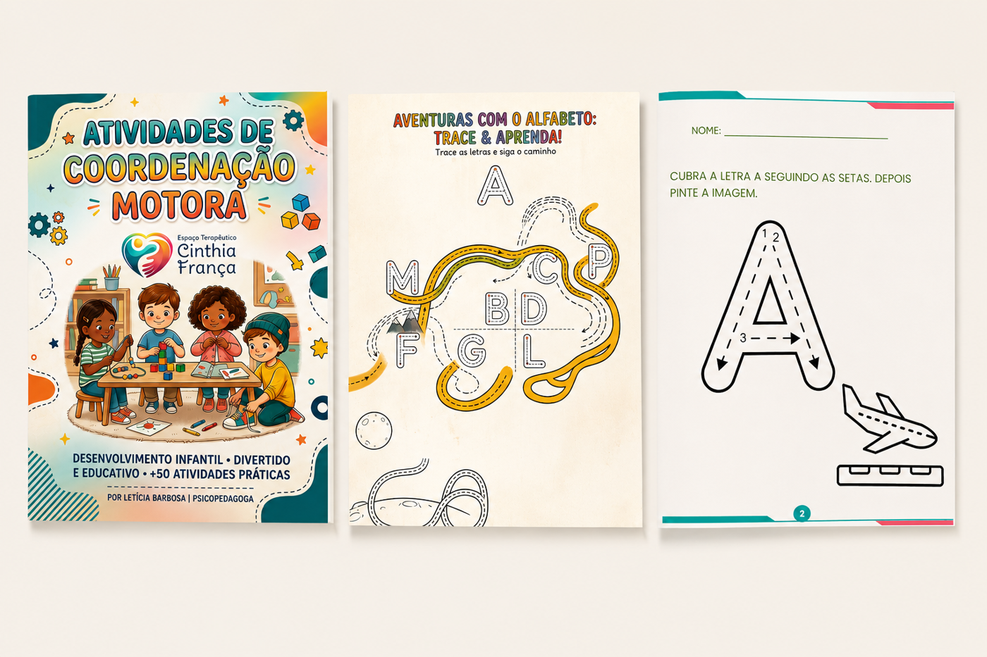 Capa e páginas internas impressas do caderno